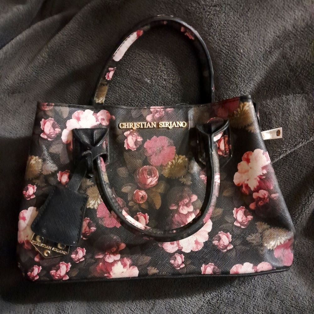 Small floral Christian Siriano handbag with optional strap